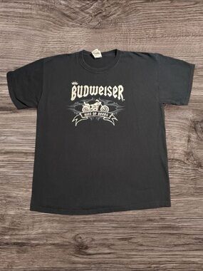 Vintage Budweiser King of Beers Biker Tee/ Y2K Motorcycle Promo T-Shirt